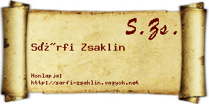 Sárfi Zsaklin névjegykártya